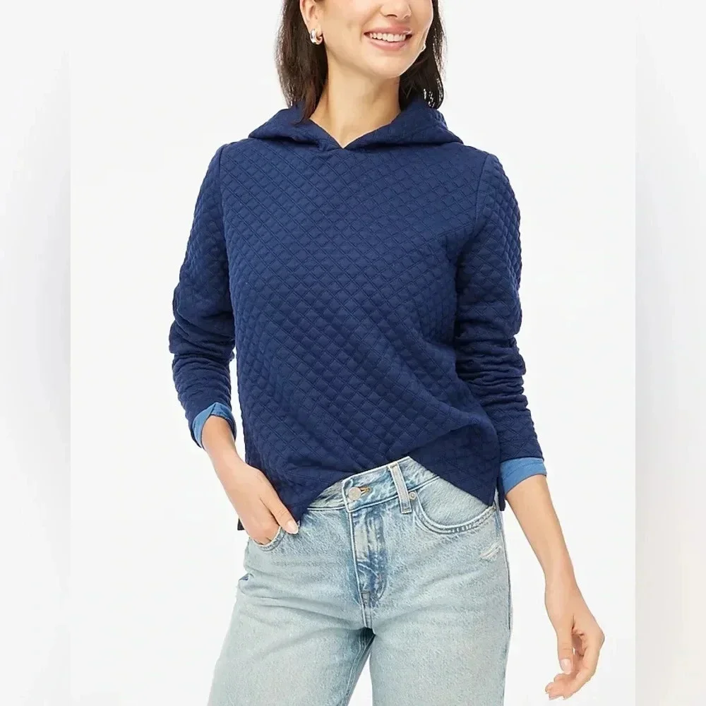 J. Crew navy quilted hoodie sz xxs